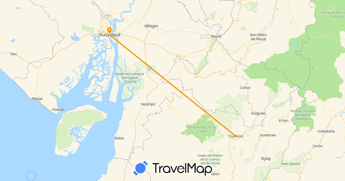 TravelMap itinerary: driving, hitchhiking in Ecuador (South America)